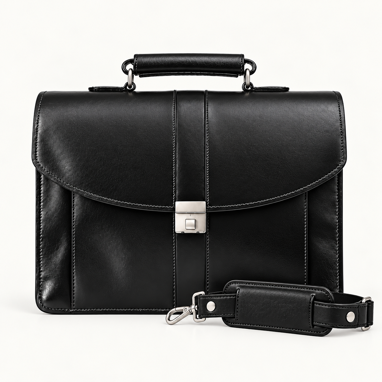 Men's Classic Black Leather Executive Briefcase – Premium Business Office Bag Gallery